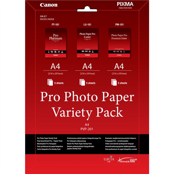 Canon PVP-201 Pro Photo carta Variety Pack A 4 3x5 fogli