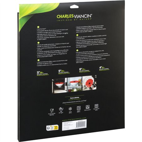 Charles Viancin papavero set 4pz coperchi silicone 28/23/15/10cm