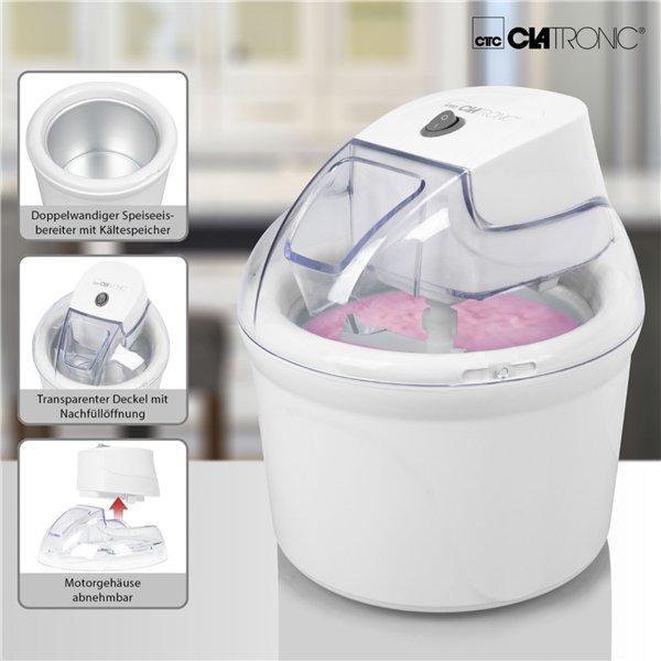 Clatronic ICM 3764 bianco macchina per gelato 1,5L