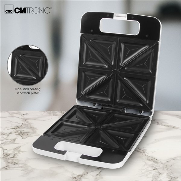Clatronic ST 3629 bianco piastra da sandwich per 4 sandw.