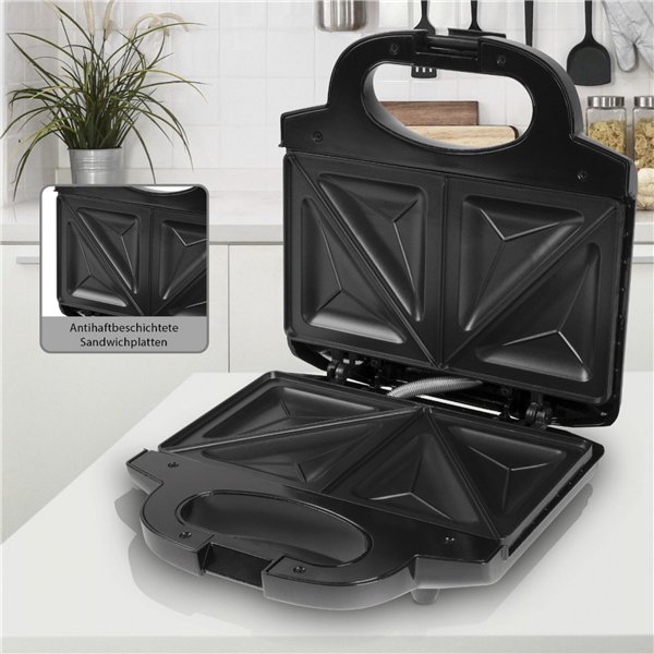 Clatronic ST 3778 nero-inox piastra da sandwich per 2 sandw.