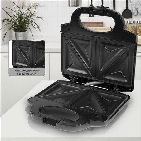 Clatronic ST 3778 nero-inox piastra da sandwich per 2 sandw.