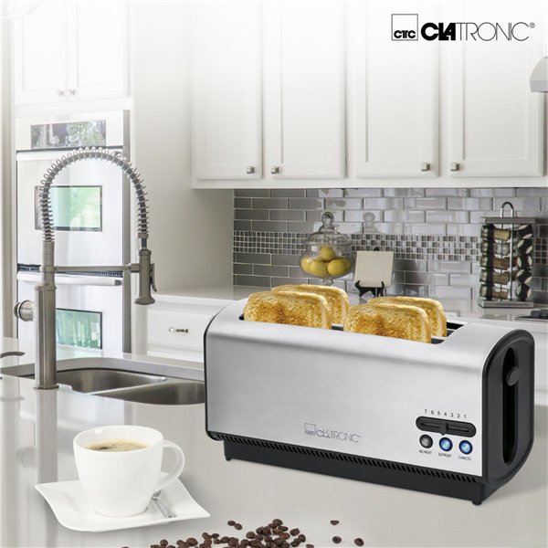 Clatronic TA 3687 inox tostapane fessura lunga 4 fette