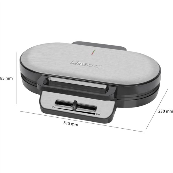 Clatronic WA 3745 nero-inox dopp.macchina per waffle a cuore