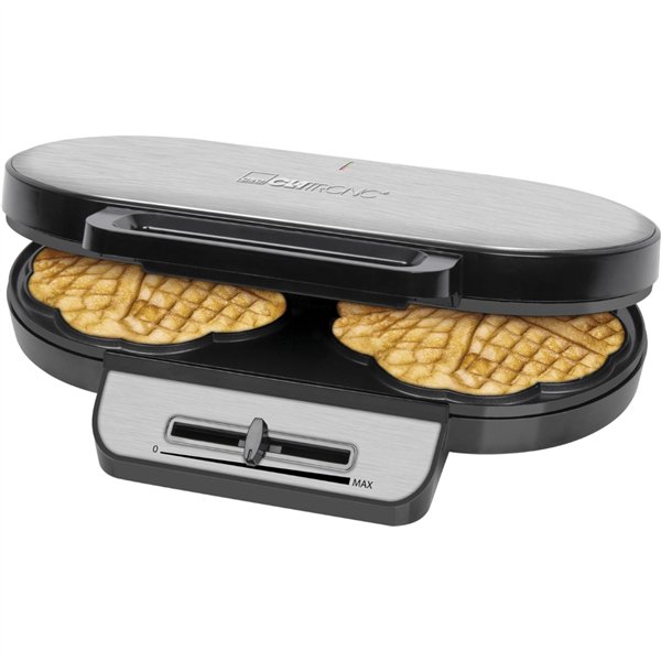 Clatronic WA 3745 nero-inox dopp.macchina per waffle a cuore