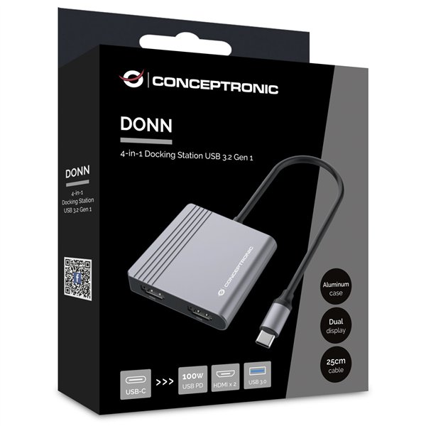 Conceptronic DONN13G 4-in-1 USB 3.2 Docking