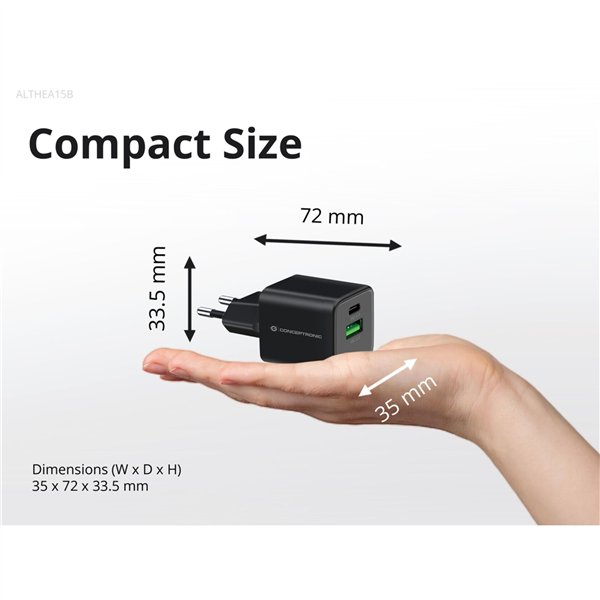 Conceptronic ALTHEA15B 2 Port 20W GaN USB PD caricab.