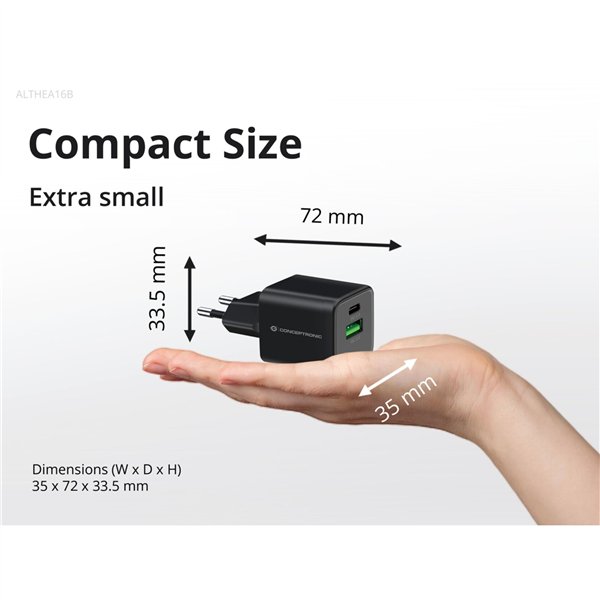 Conceptronic ALTHEA16B 2 Port 33W GaN USB PD caricab.