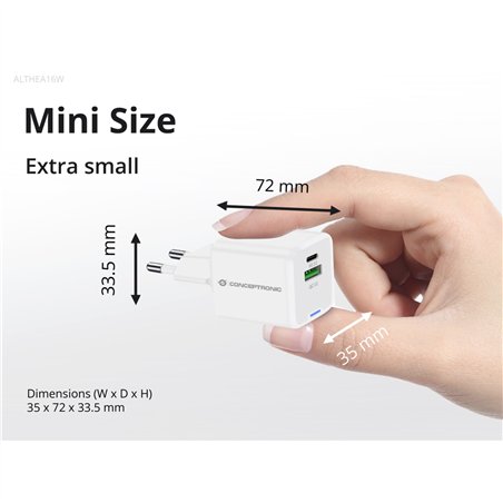 Conceptronic ALTHEA16W 2 Port 33W GaN USB PD caricab.