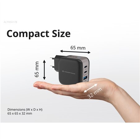 Conceptronic ALTHEA17B 3 Port 67W GaN USB PD caricab.