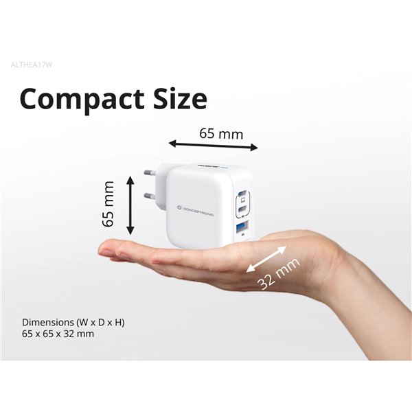 Conceptronic ALTHEA17W 3 Port 67W GaN USB PD caricab.