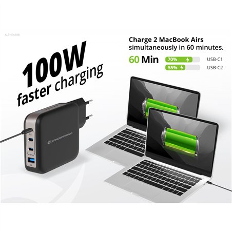 Conceptronic ALTHEA18B 4 Port 100W GaN USB PD caricab.