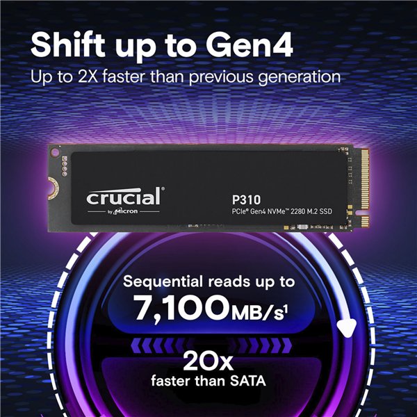 Crucial P310 Gen4 2280     500GB NVMe PCIe M.2 SSD