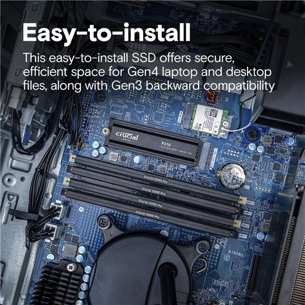 Crucial P310 Gen4 2280       2TB NVMe PCIe M.2 SSD c. diss.calore