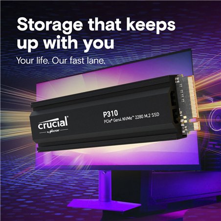Crucial P310 Gen4 2280       2TB NVMe PCIe M.2 SSD c. diss.calore