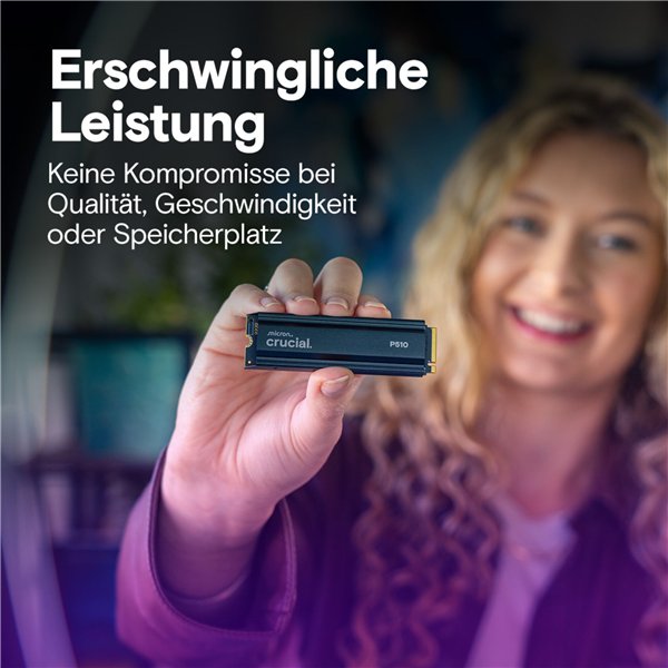 Crucial P510 Gen5 2280       1TB NVMe PCIe M.2 SSD c. diss.calore