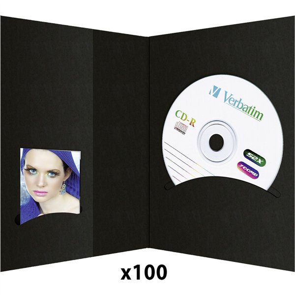 1x100 Daiber busta fototessere con tas.CD-rom fino 10x15cm nero