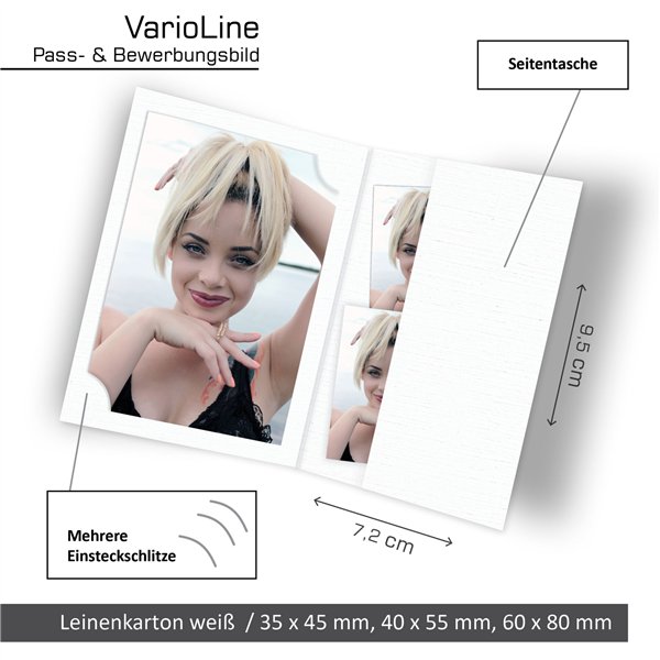 1x100 Daiber Folders Passport Photograph, 3 formati, bianco