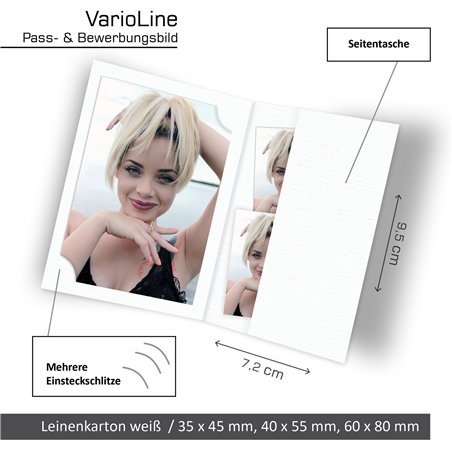 1x100 Daiber Folders Passport Photograph, 3 formati, bianco