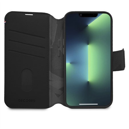 Decoded pelle cust. staccabile a portaf. iPhone 14 Plus nero