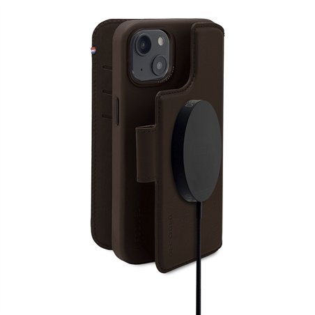 Decoded pelle cust. staccabile a portaf. iP 14Plus marrone ciocc.