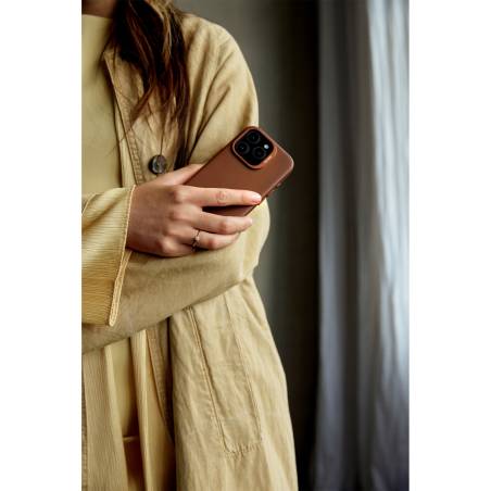 Decoded cover posteriore pelle iPhone 16 Pro Tan