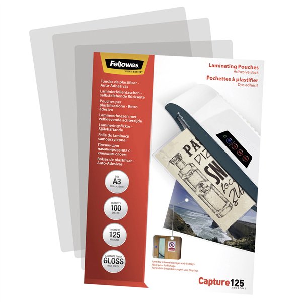 Fellowes pell. di laminazione A3 125 mic autoadesivo - 100 Stüc