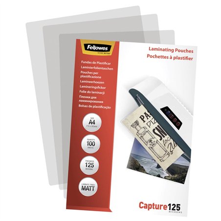 Fellowes pell. di laminazione A4 125 mic opaco - 100 pezzi
