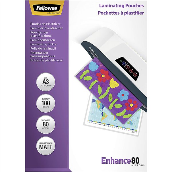 Fellowes pell. di laminazione 10x15cm 80 mic lucida