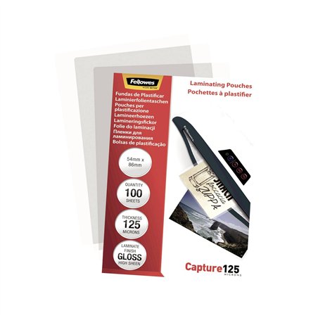 Fellowes pell. di laminazione 54x86mm 125 mic lucida-100 pezzi