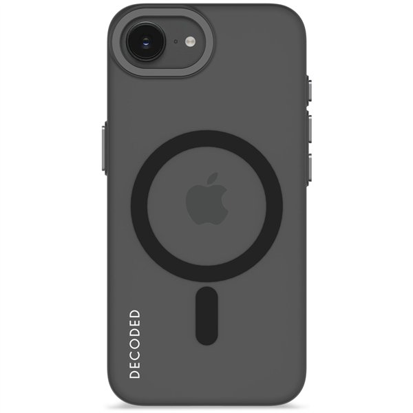 Decoded Recycled cover poster. iPhone 16e trasparente nero