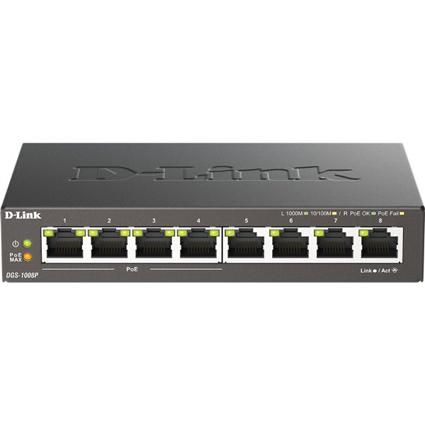D-Link DGS-1008P/E 8-Port Layer2 PoE+ Gigabit Switch
