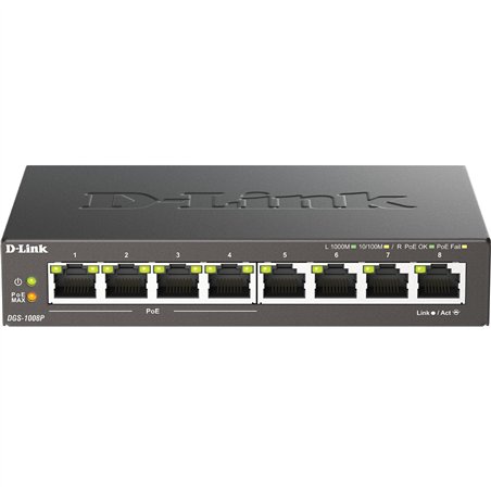 D-Link DGS-1008P/E 8-Port Layer2 PoE+ Gigabit Switch