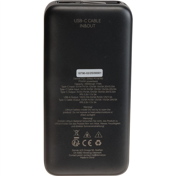 Denver Powerbank PQC-20065 20000mAh Fast Charge PD65W