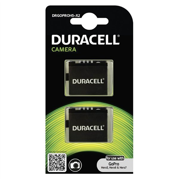 1x2 Duracell Li-Ion Akku 1250mAh per GoPro Hero 5/Hero 6/Hero 7