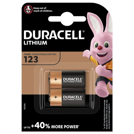 1x2 Duracell Lithium CR123A Fotobatterie 3V 1400mAh CR17345