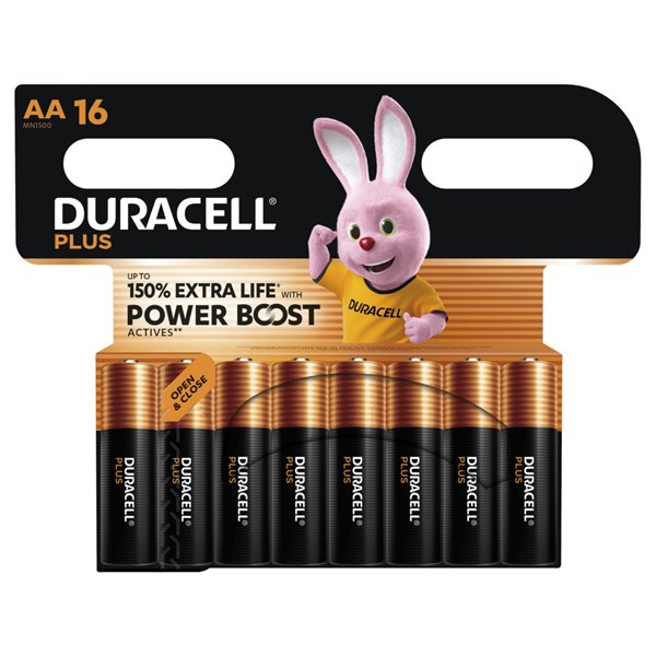 1x16 Duracell Plus Power Boost MN1500 AA LR6 1,5V
