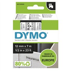 Dymo D1 nastro      12 mm x 7 m nero    su  trasparente    45010