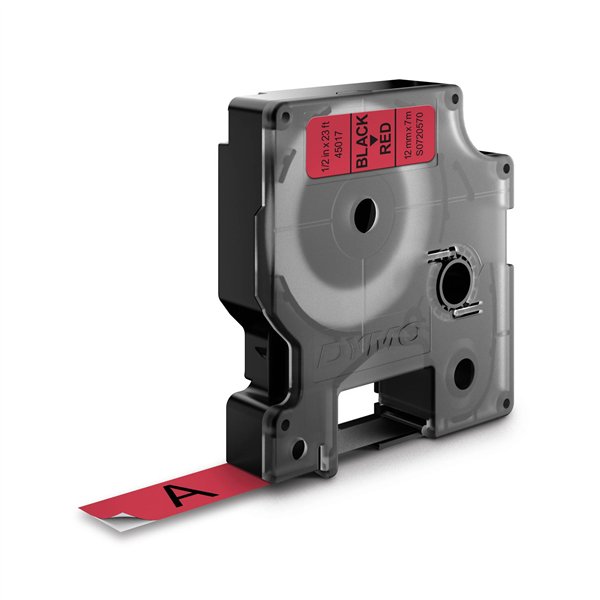 Dymo D1 nastro      12 mm x 7 m nero    su  rosso          45017