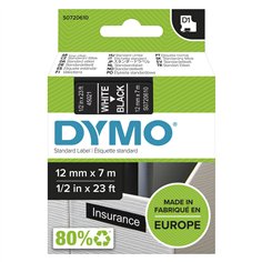 Dymo D1 nastro      12 mm x 7 m bianco su nero          45021