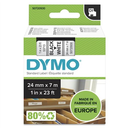 Dymo D1 nastro      24 mm x 7 m nero    su  bianco         53713