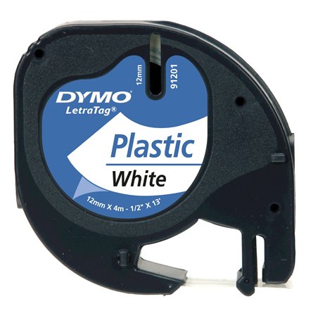 Dymo Letratag nastro plastica bianco 12 mm x 4 m         91221
