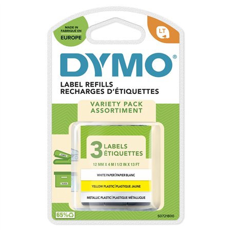 Dymo Letratag assortito carta/plast. giallo, metall.arg.