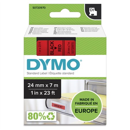 Dymo D1 nastro      24 mm x 7 m nero    su  rosso          53717