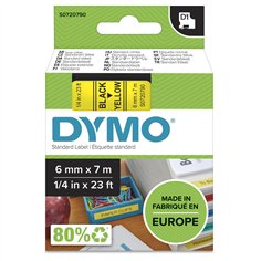 Dymo D1 nastro      6 mm x 7 m nero    su  giallo         43618