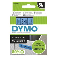 Dymo D1 nastro      12 mm x 7 m nero su azzurro            45016