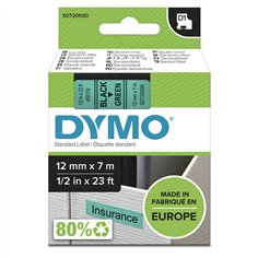 Dymo D1 nastro      12 mm x 7 m nero    su  verde          45019