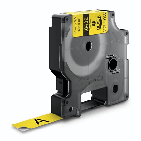 Dymo Rhino nastro IND, Vinyl 12 mm x 5,5 m nero su giallo