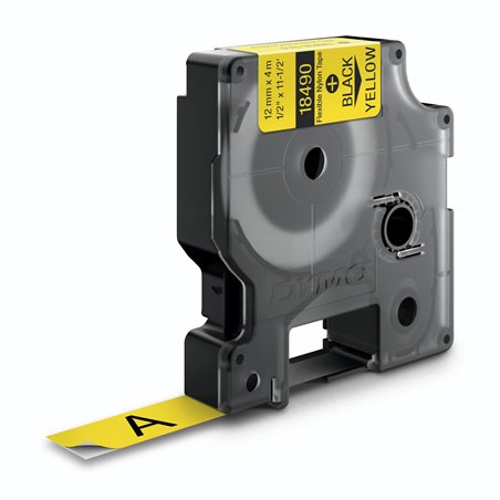 Dymo Rhino nastro IND, Nylon 12 mm x 3,5 m nero su giallo