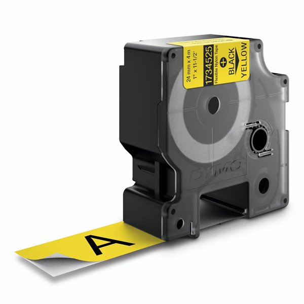 Dymo Rhino nastro IND, Nylon 24 mm x 3,5 m nero su giallo